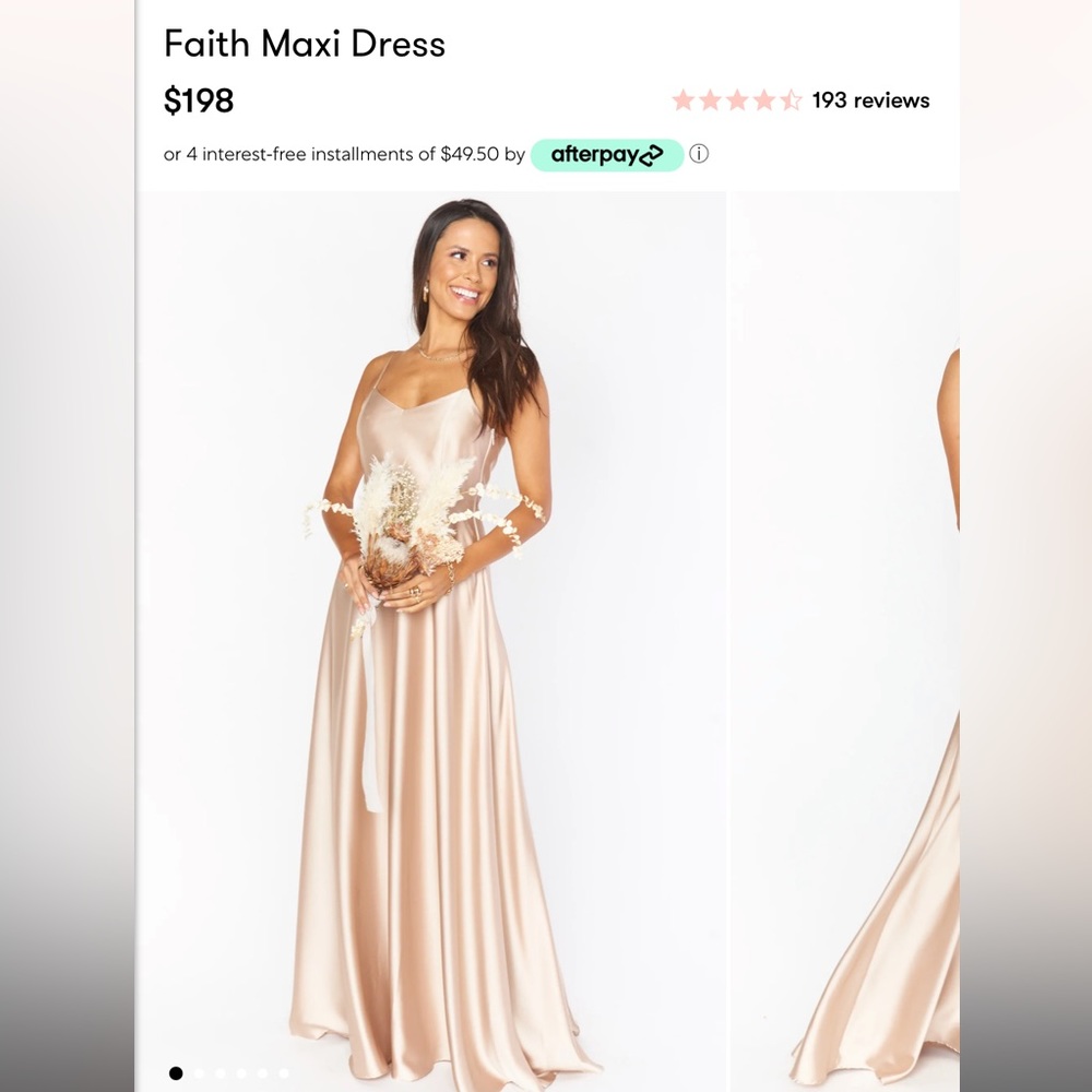 ✨ SHOWMEYOURMUMU FAITH MAXI DRESS SIZE XS IN CHAMPAGNE LUXE SATIN ✨